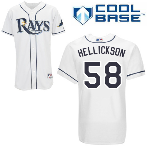 Jeremy Hellickson #58 MLB Jersey-Tampa Bay Rays Men's Authentic Home White Cool Base Baseball Jersey